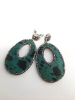 Cataleya jewels Statement oorbellen ovaal emerald geen - black