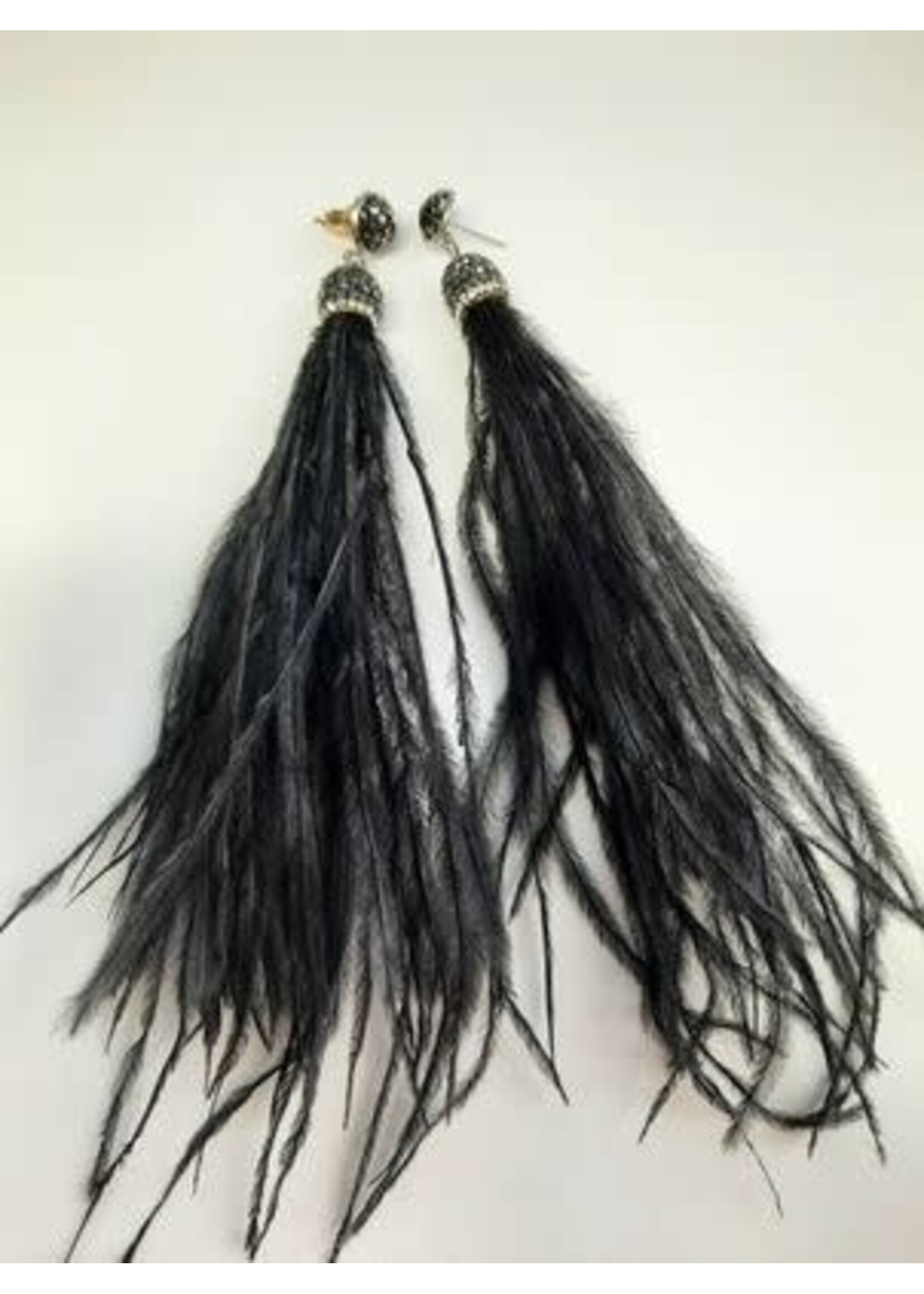 Cataleya jewels Statement oorbellen lang black feather
