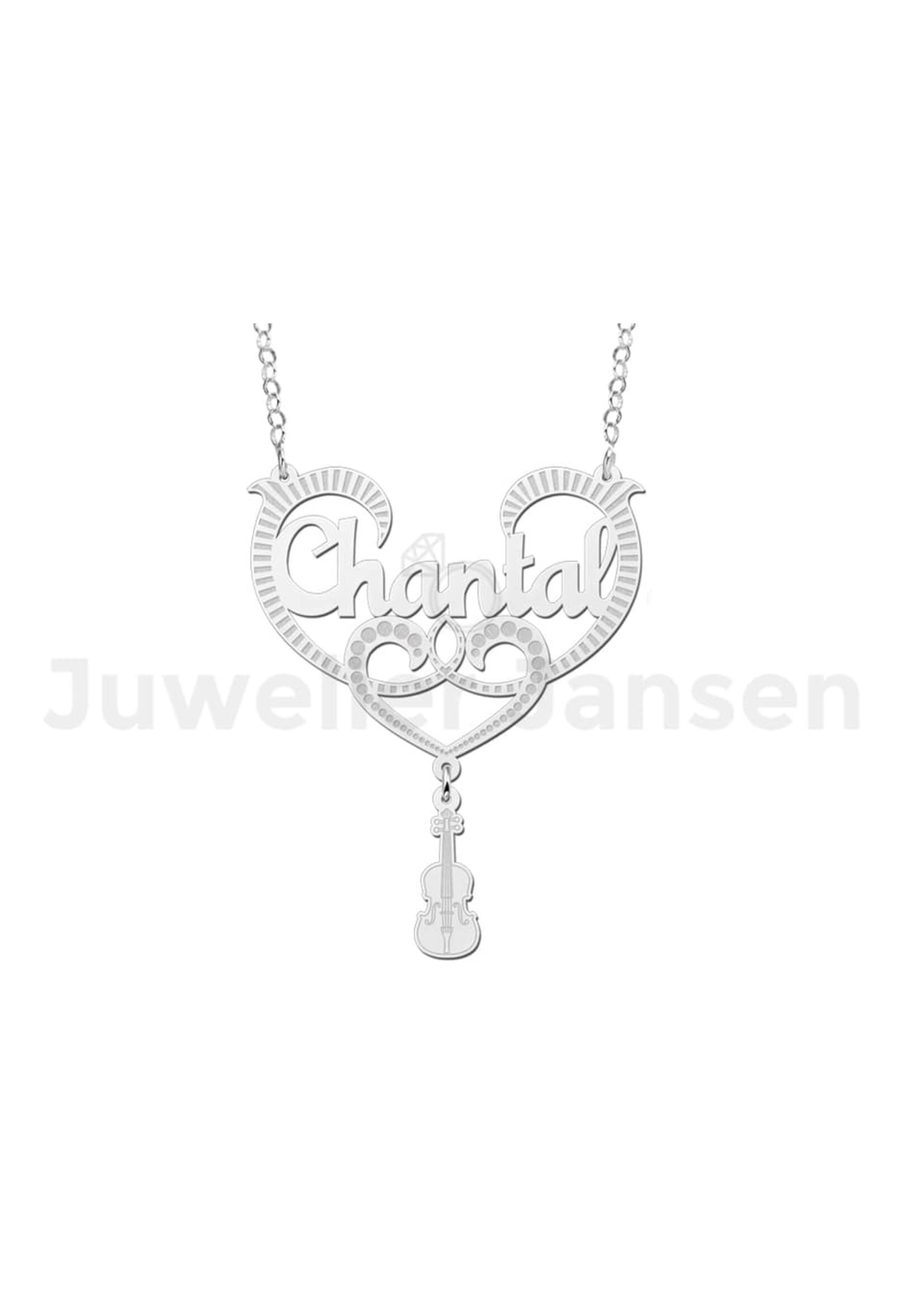 travellersluxury Travellers Luxury - Zilveren naamketting Chantal met Viool