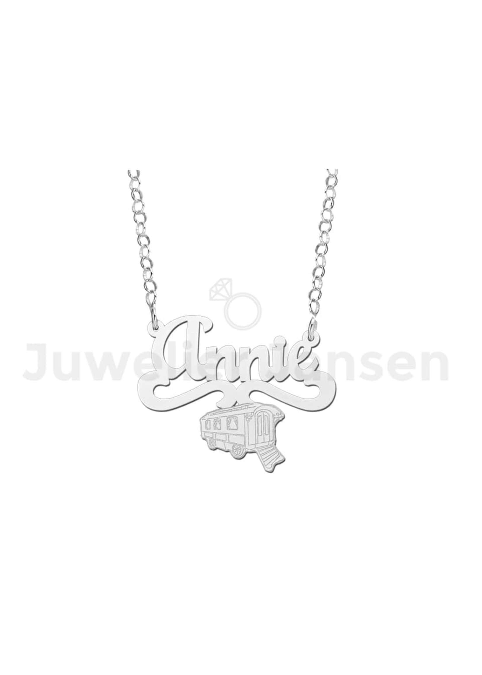 travellersluxury Travellers Luxury - Zilveren naamketting Annie met woonwagen