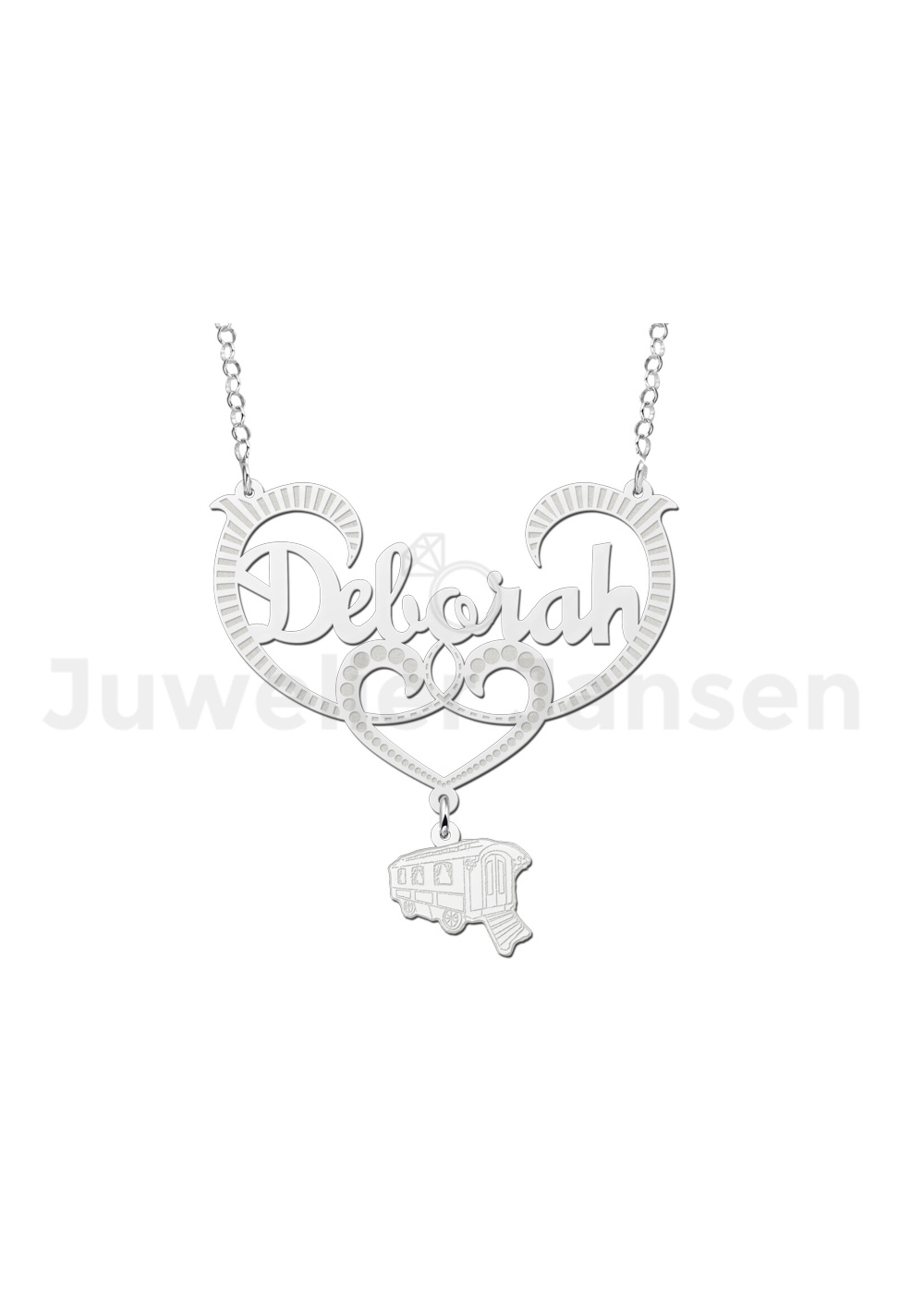 travellersluxury Travellers Luxury - Zilveren naamketting Deborah met woonwagen