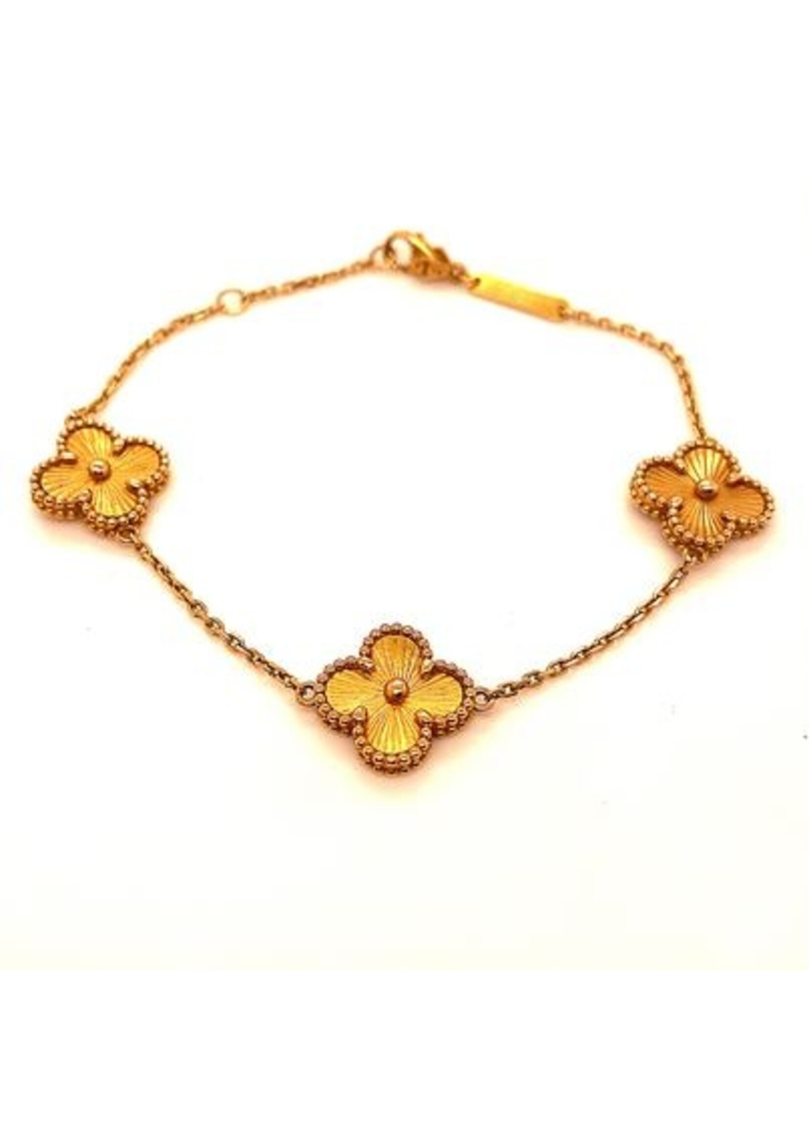 Vintage & Occasion Vintage Alhambra Bracelet, gouden armband met 3 klavers