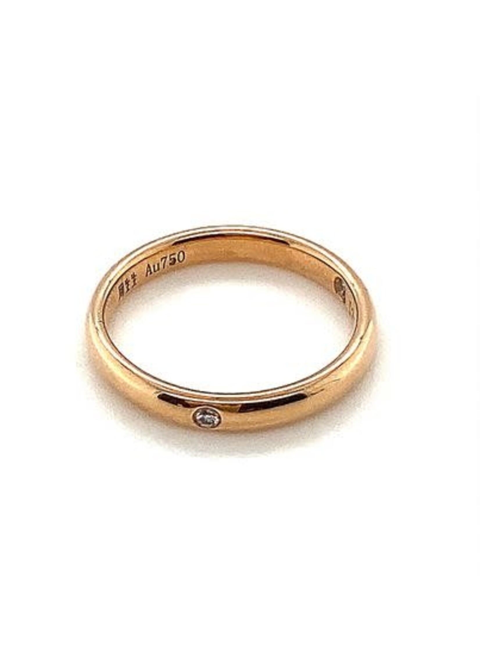 Vintage & Occasion Occasion 18k gouden ring met 1 diamant aan de binnenzijde en 1 buitenzijde