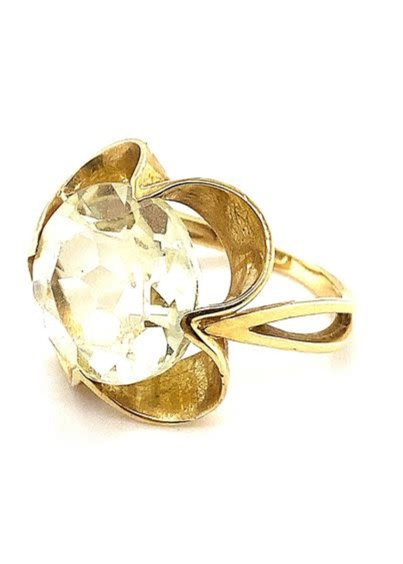 Vintage & Occasion Occasion gouden design ring met grote lemonkwarts edelsteen - maat 16.5