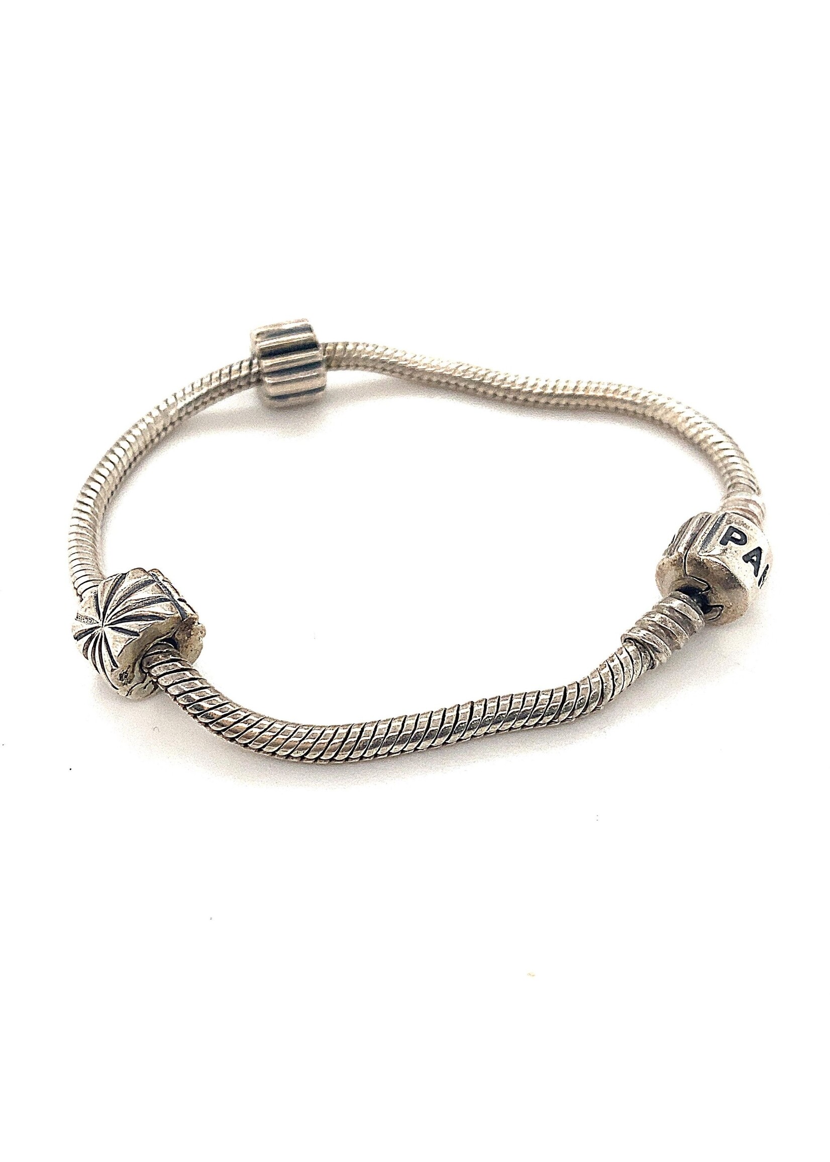 Vintage & Occasion Occasion Pandora zilveren armband 17cm met 2 clips