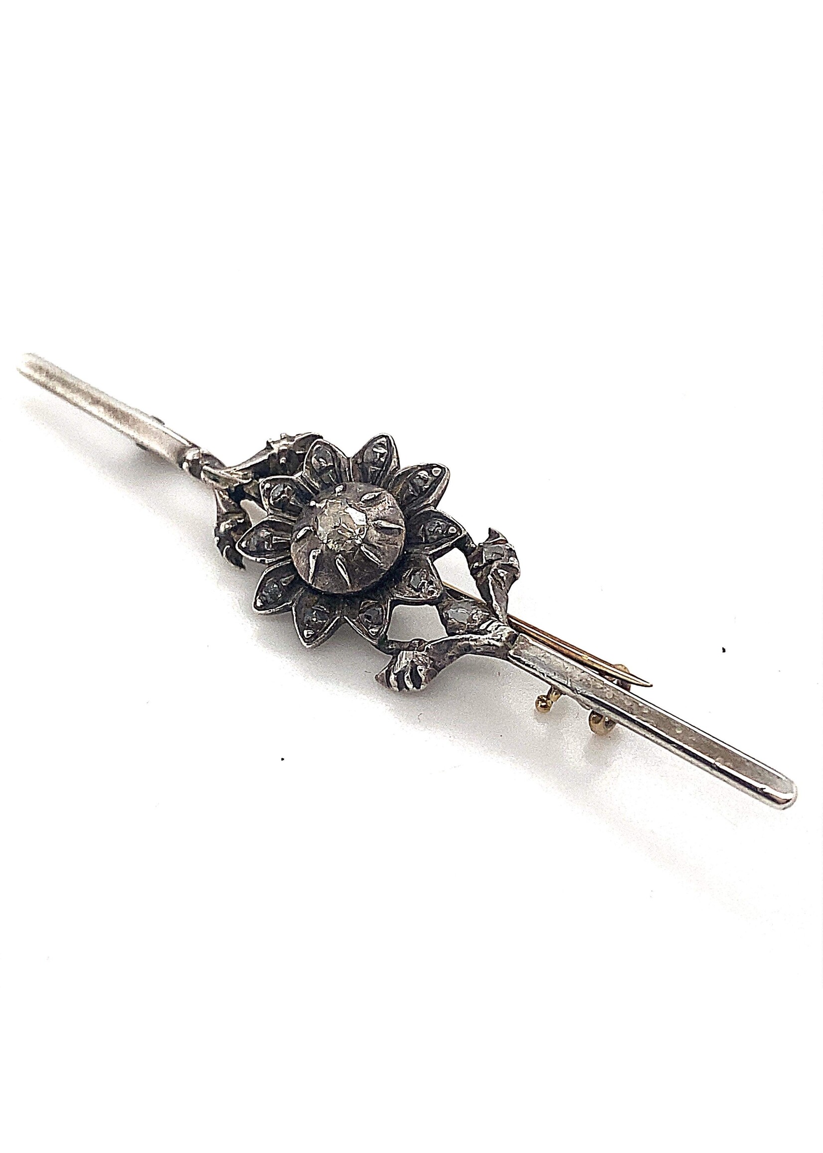 Vintage & Occasion Occasion zilveren broche met roosdiamant