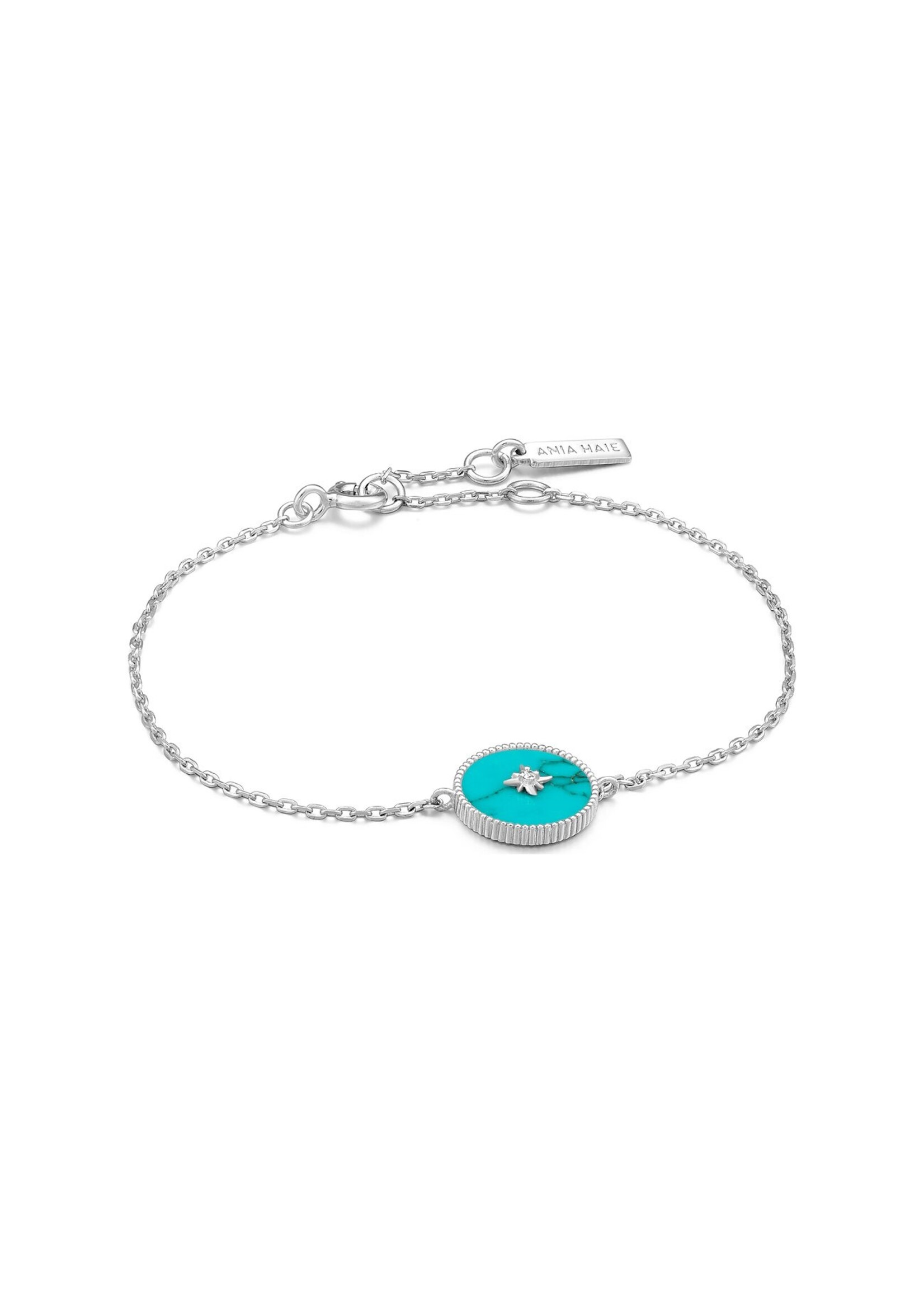 ania haie Ania Haie Hidden Gem schakelarmband - Turquoise Emblem Silver B022-02H ANIA HAIE