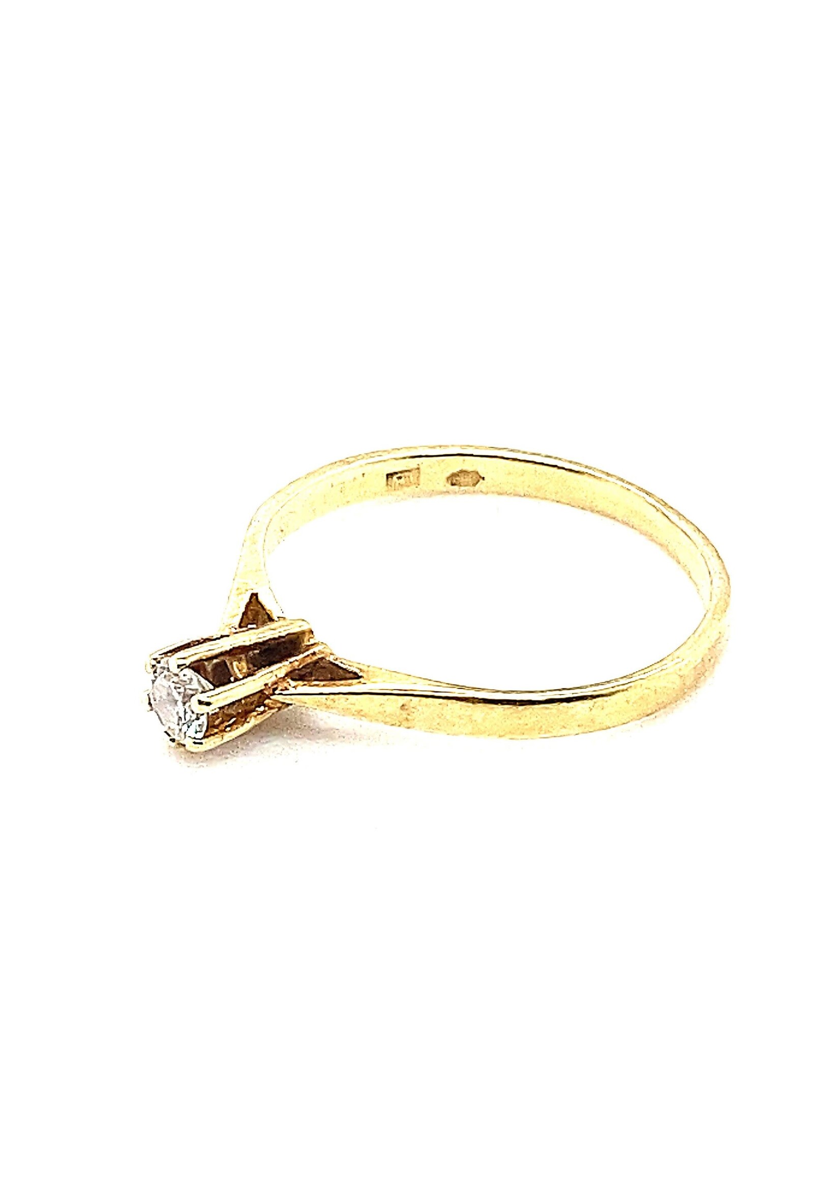 Vintage & Occasion geelgouden solitair ring 0.10 ct