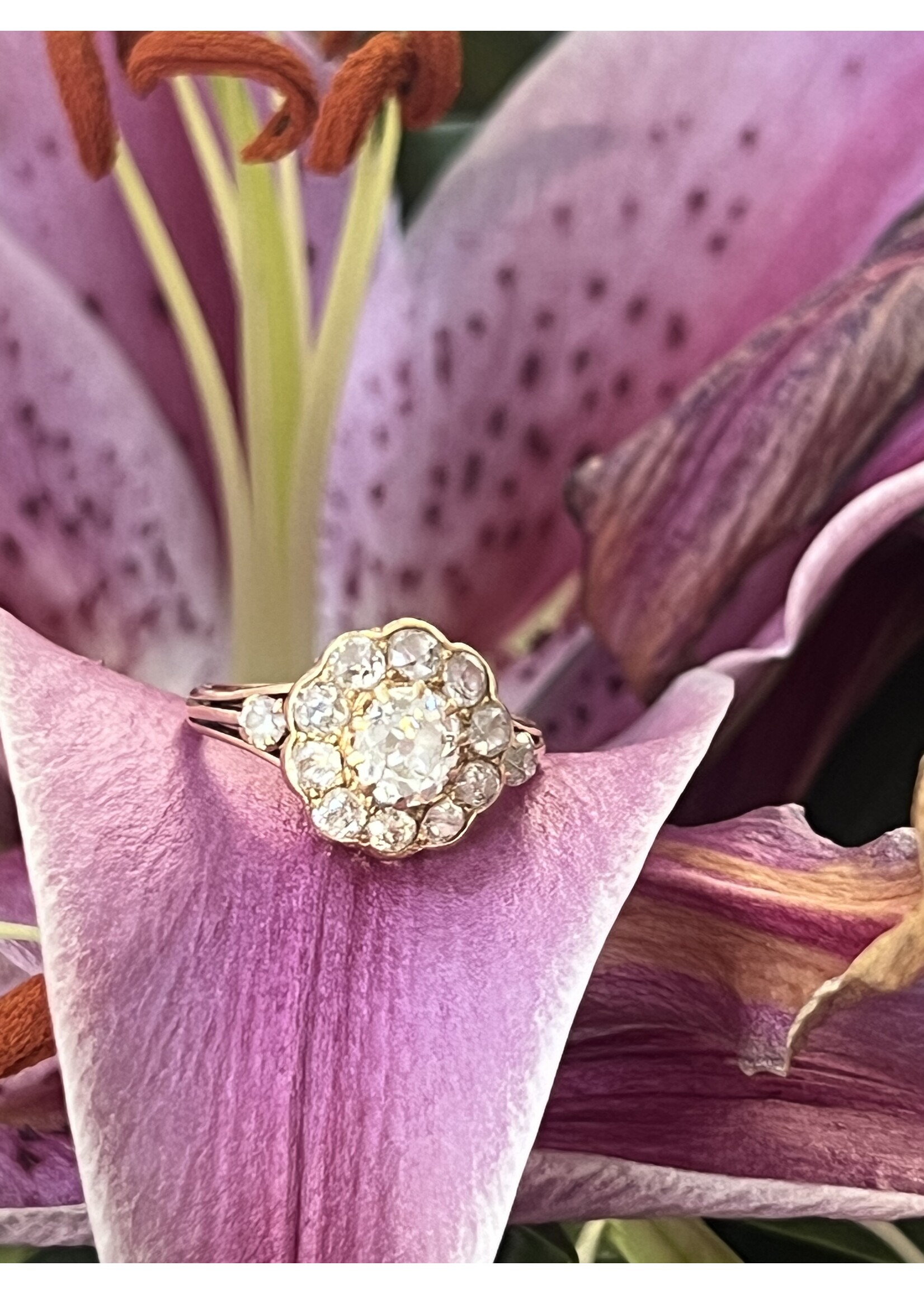 Vintage & Occasion Geelgouden diamanten ring