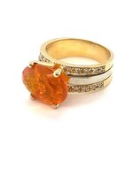 Vintage & Occasion Occasion bicolor gouden ring met prachtige oranje edelsteen