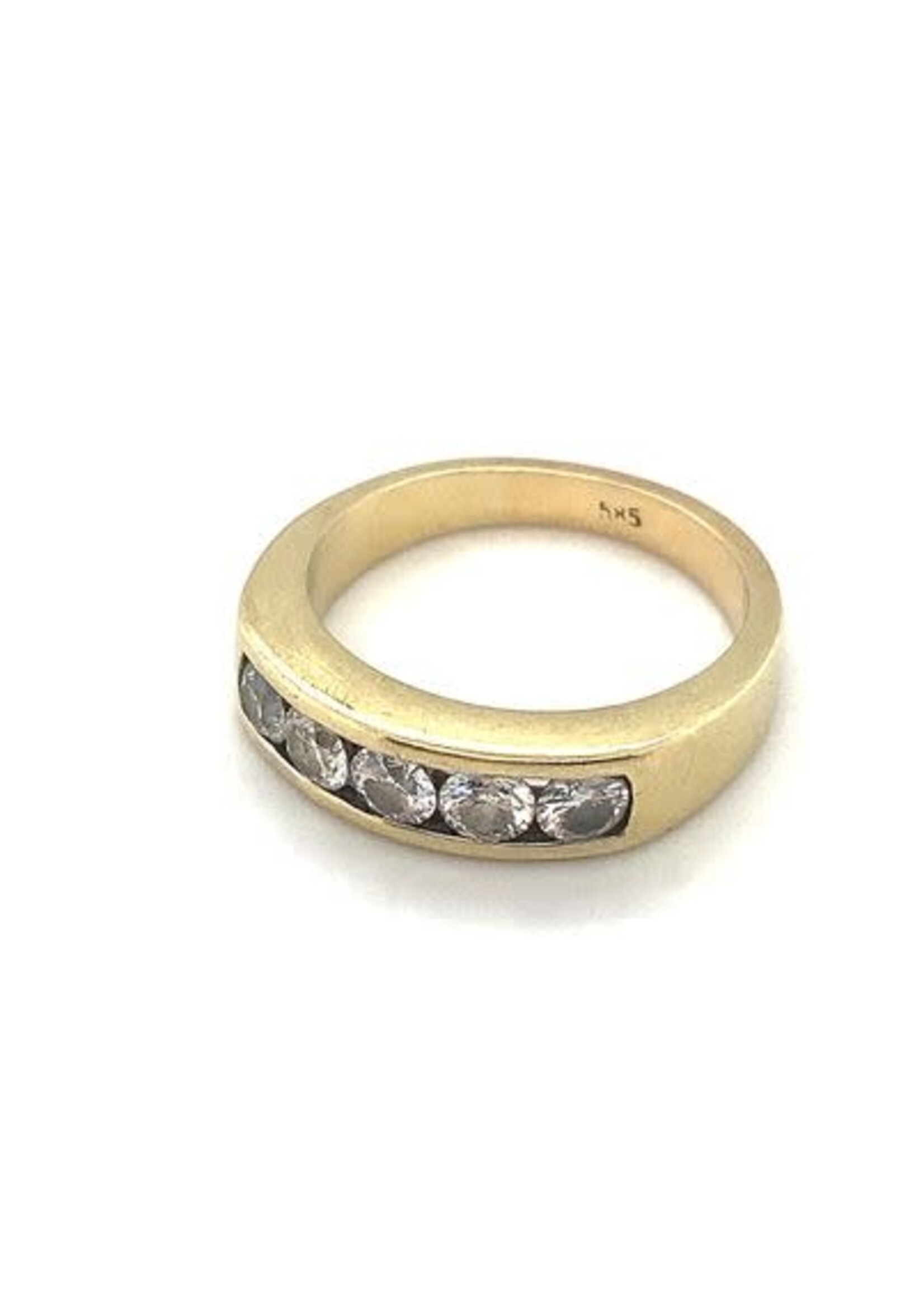 Vintage & Occasion Occasion gouden rij ring met 5 diamanten 0.50ct