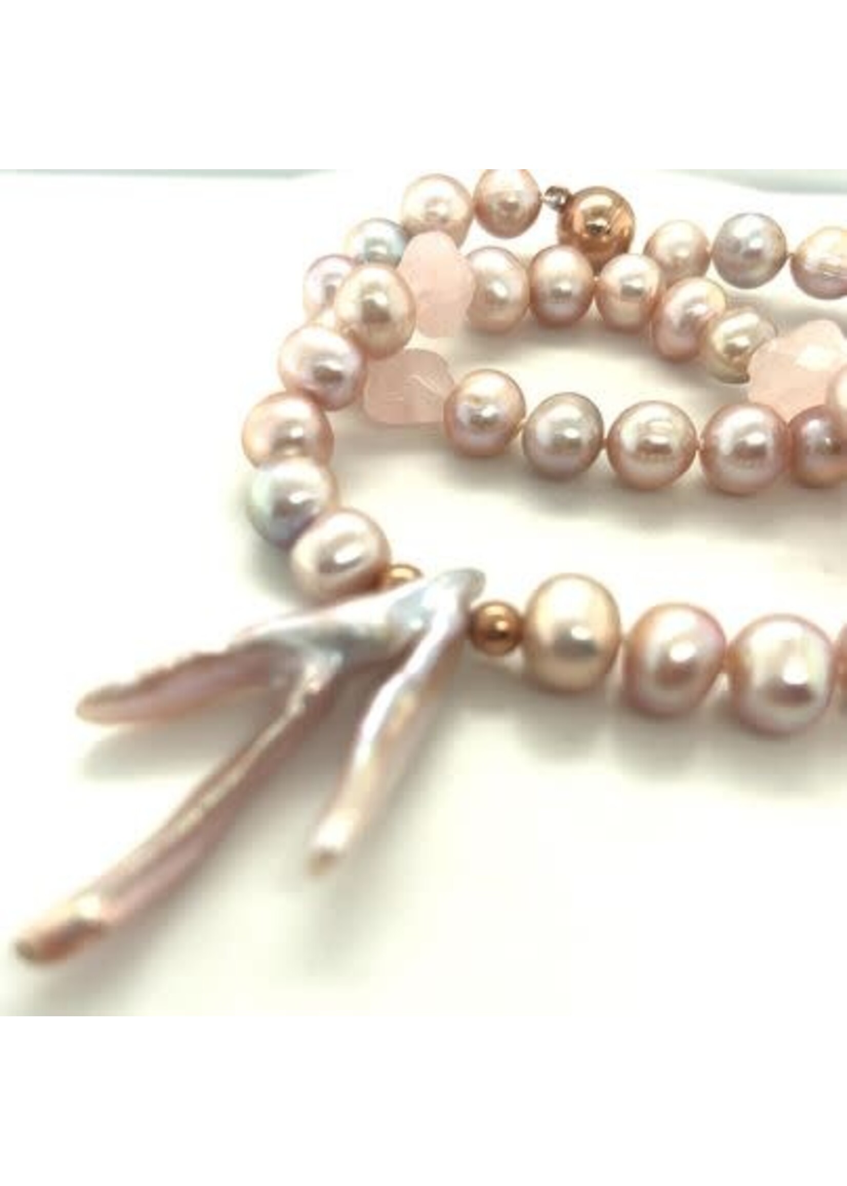 Cataleya jewels Cataleya collier met roze zoetwaterparels en rozenkwarts