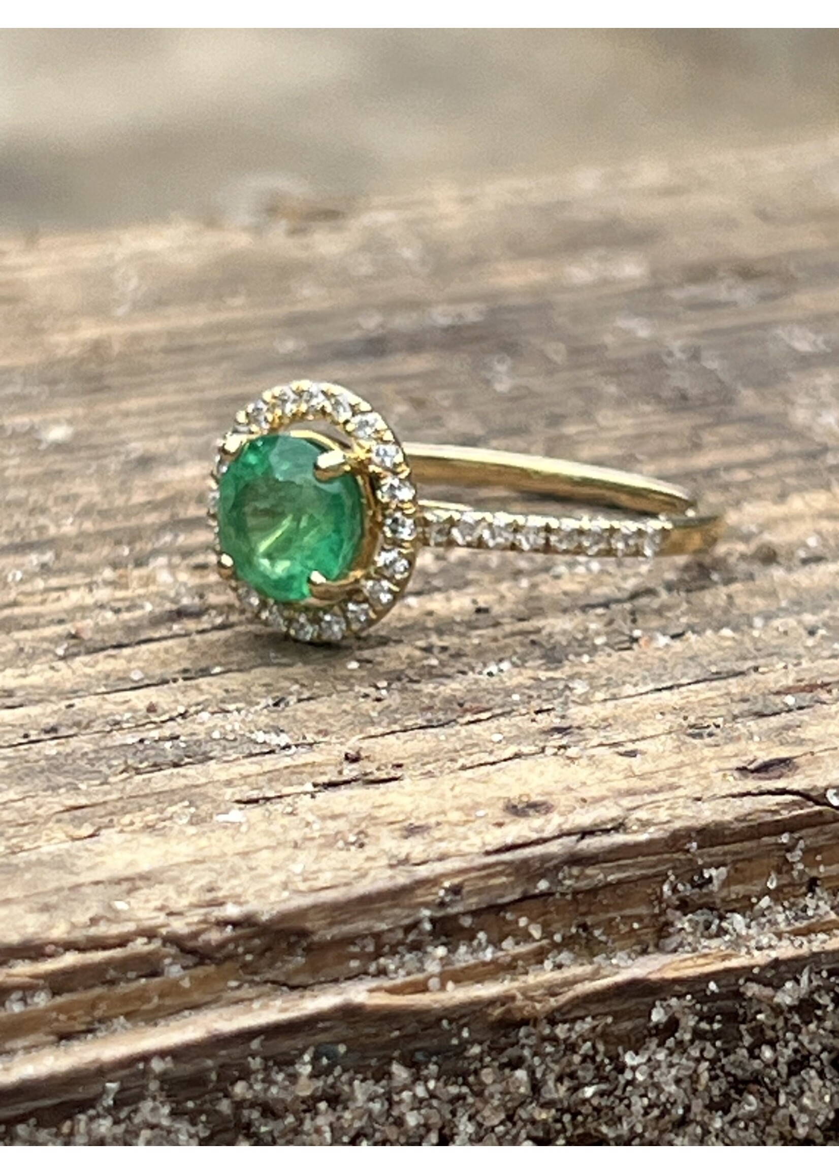Vintage & Occasion Vintage geelgouden smaragd ring