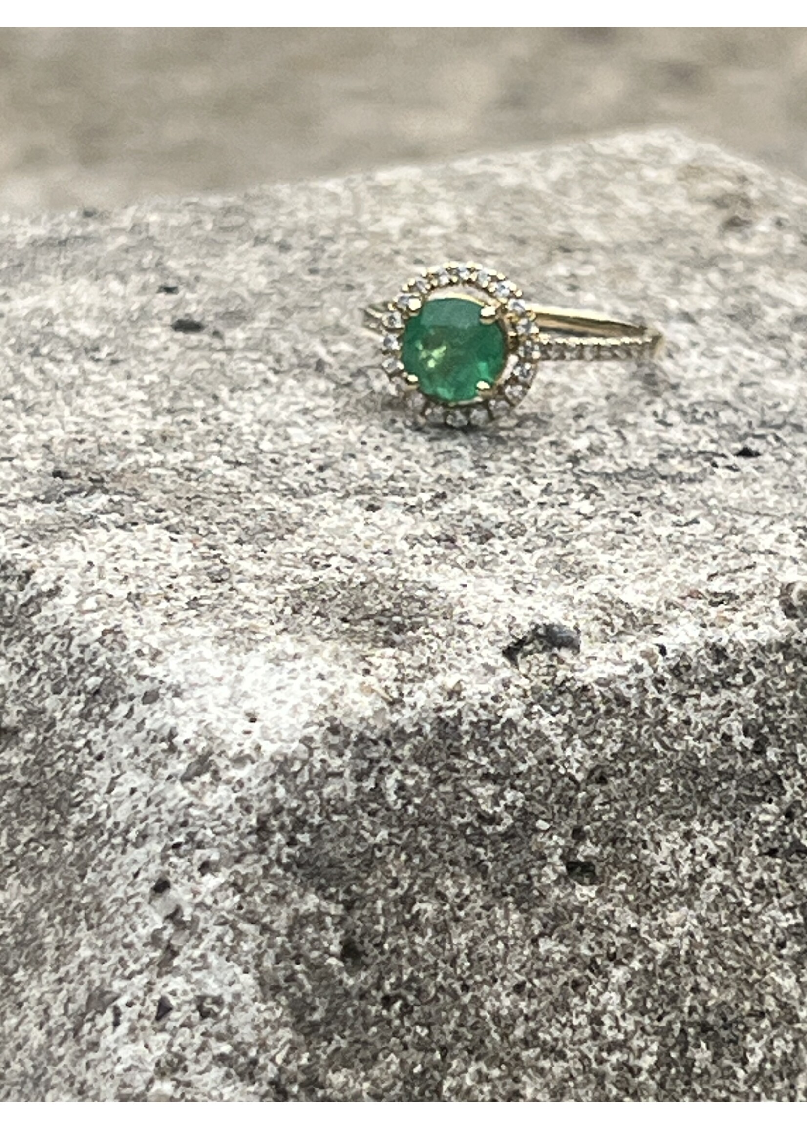 Vintage & Occasion Vintage geelgouden smaragd ring