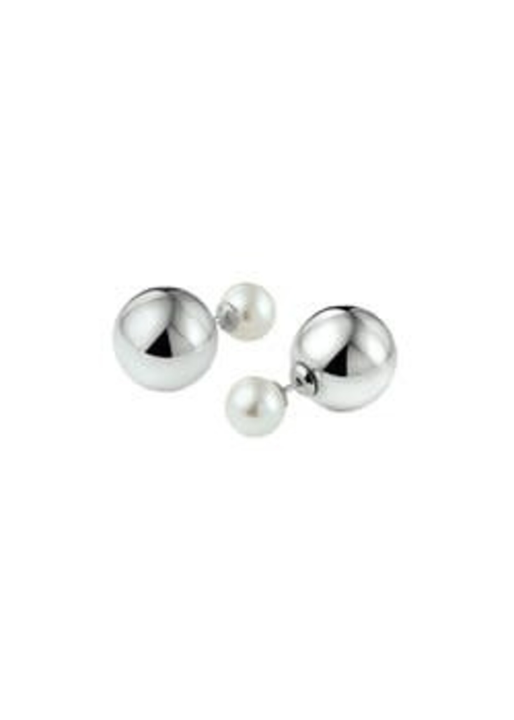 Cataleya jewels Zilveren Double Dots oorbellen met parel