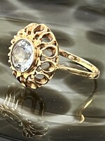 Vintage & Occasion Occasion gouden ring met ronde blauwe aquamarijn