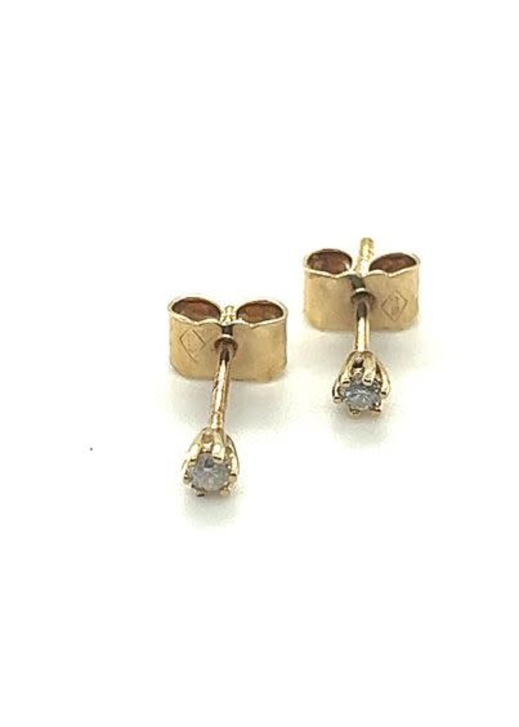 Vintage & Occasion Occasion gouden solitair oorknopjes met diamant 0.10ct