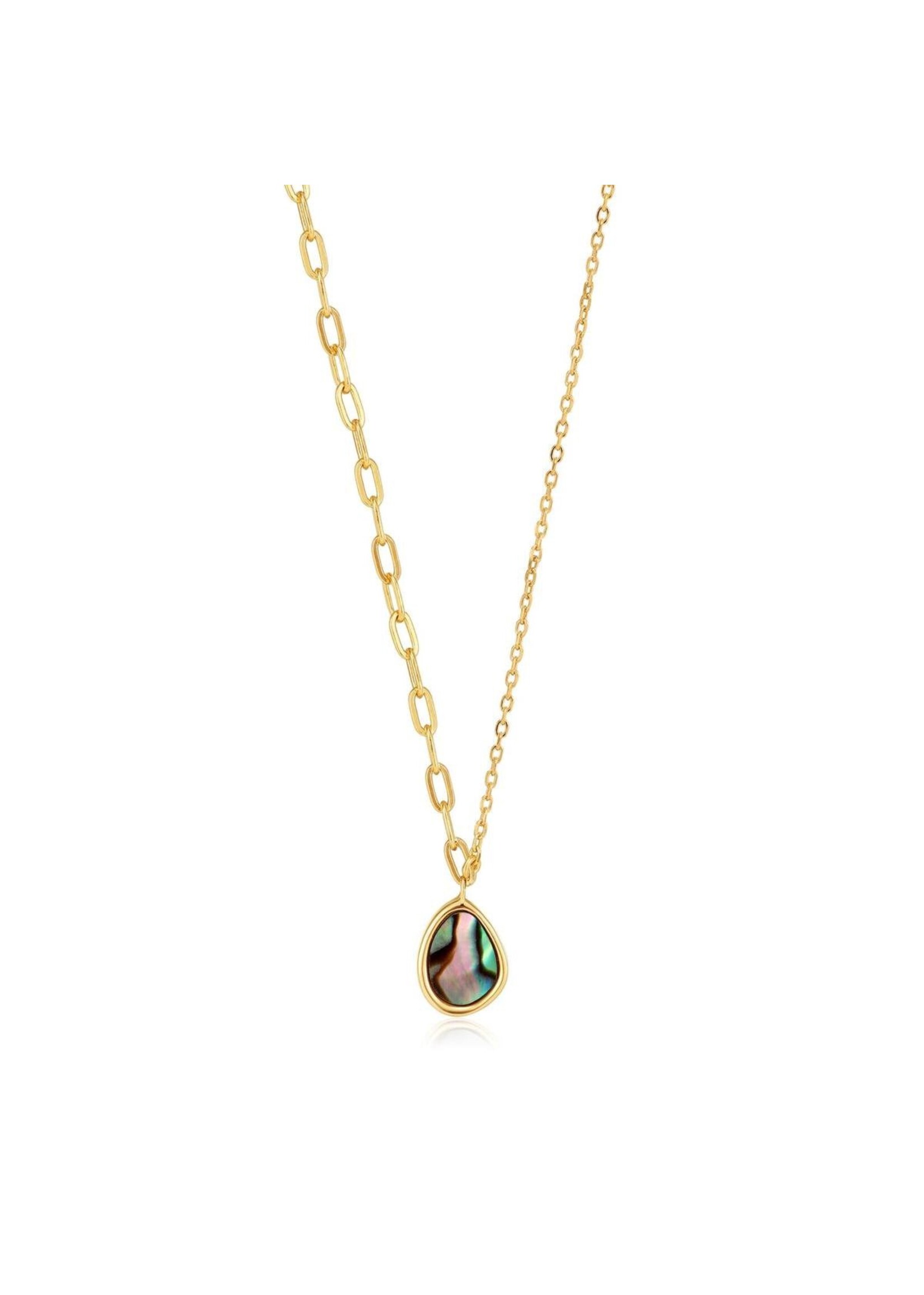 ania haie Ania Haie Turning Tides ketting met hanger - Tidal Abalone Mixed Link Goldplated N027-02G