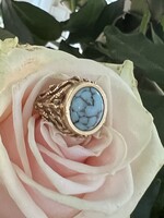 Vintage & Occasion Occasion ruw bewerkte gouden ring met turkoois