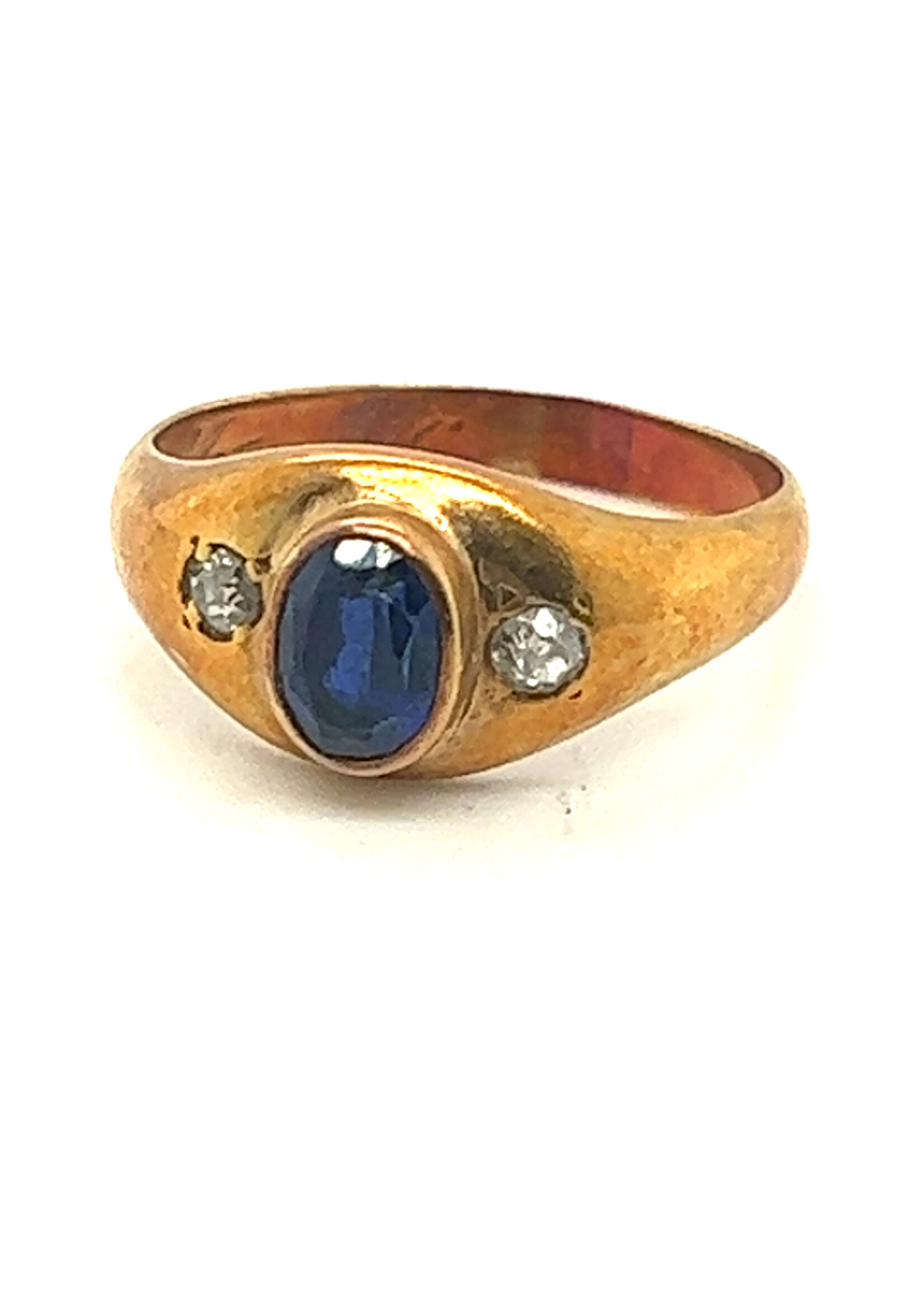 Vintage & Occasion Antieke ring met saffier en briljant