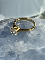 Vintage & Occasion Geelgouden ring solitair met zirkona maat16