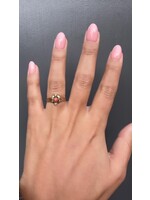 Vintage & Occasion Roze gouden ring met zaadparels en koraal