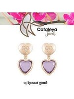 Cataleya jewels Cataleya jewels oorhangers hartjes paars