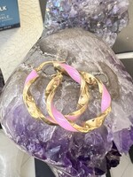 Cataleya jewels Geelgouden wokkel creolen 14 k  - klein glad