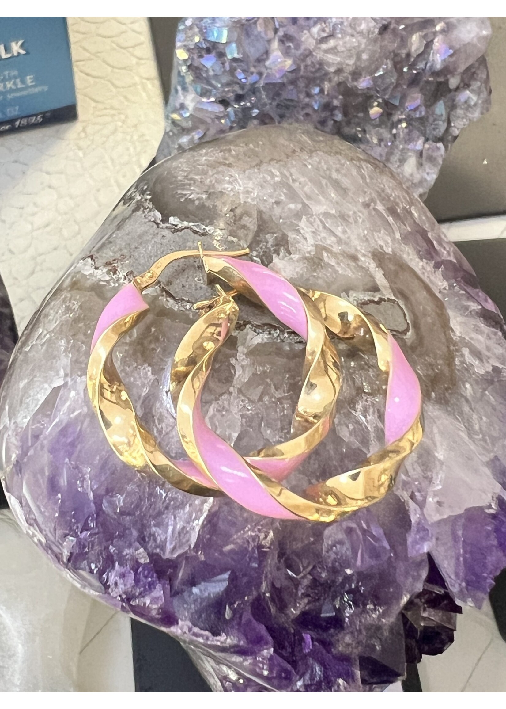 Cataleya jewels Geelgouden wokkel creolen 14 k  - klein glad