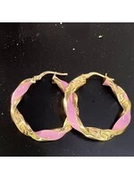 Cataleya jewels Geelgouden wokkel creolen 14k goud  - middel maat