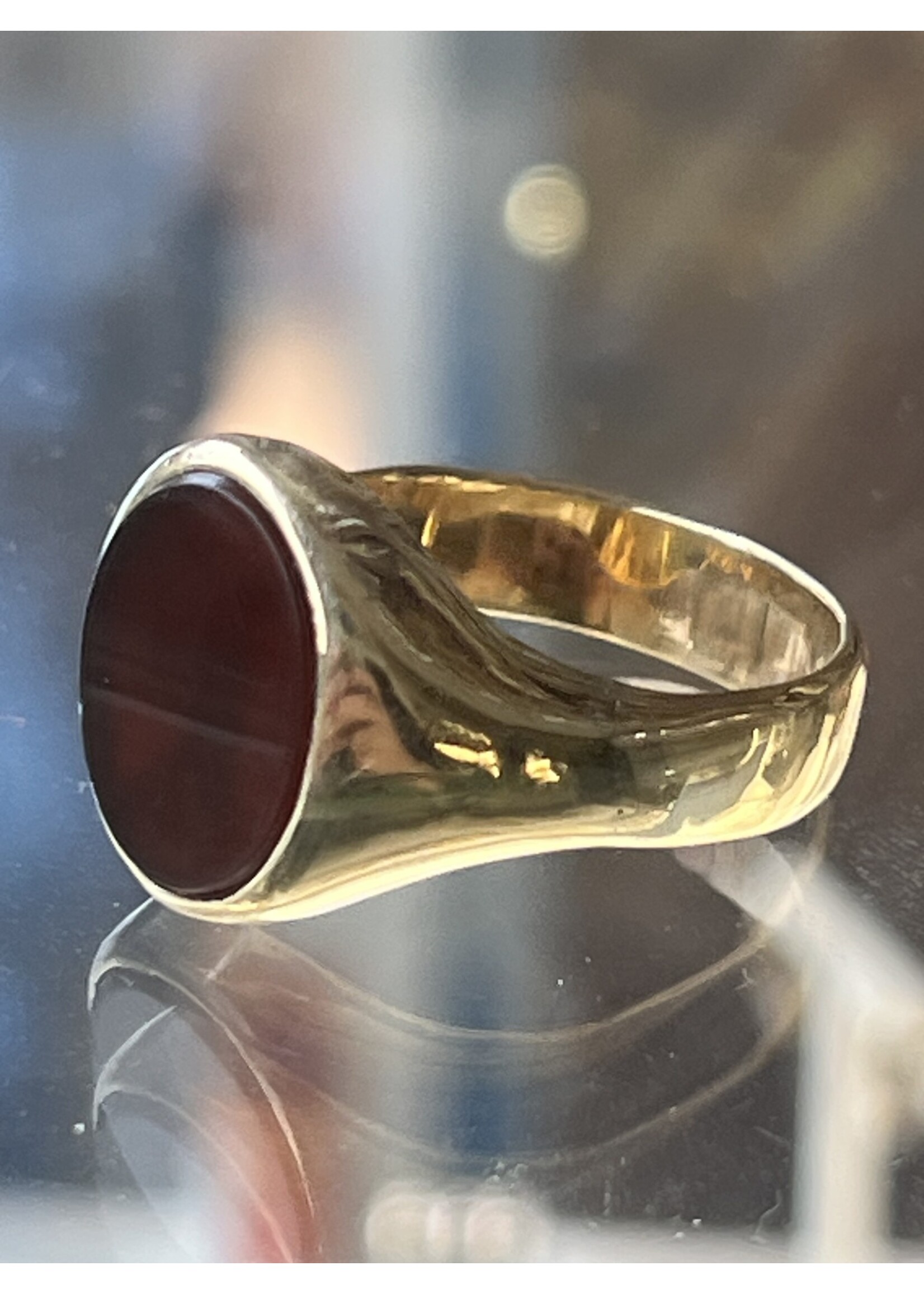 Vintage & Occasion Heren zegel ring ovaal met carneool