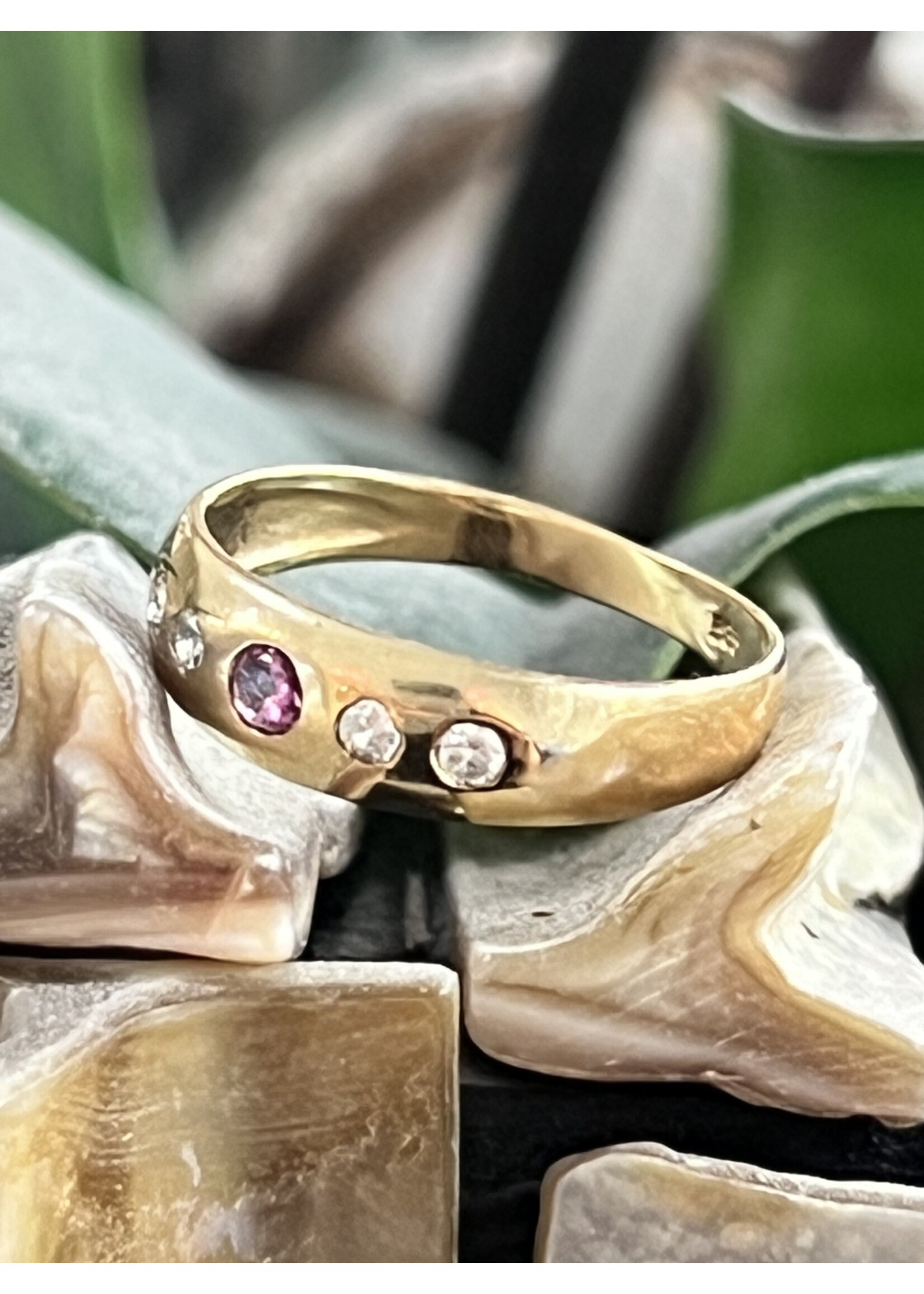 Vintage & Occasion Ring met briljant en toermalijn