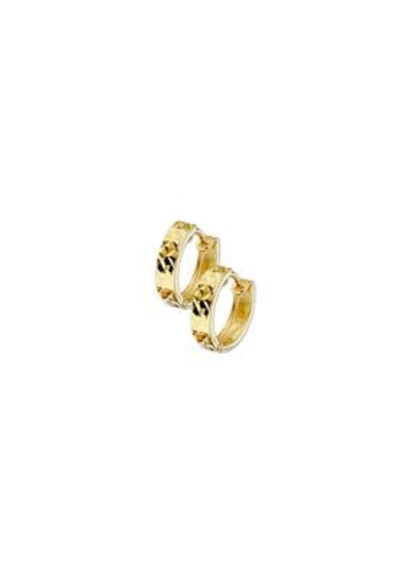 Cataleya jewels Gouden klapoorringen gediamanteerd 3,0 mm vlak