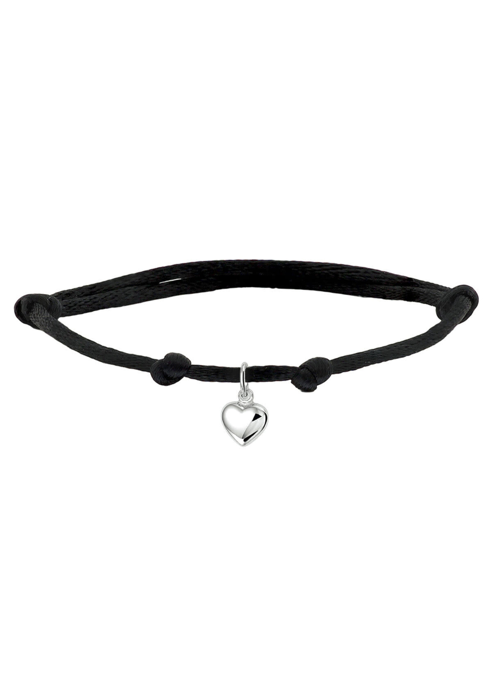 Cataleya jewels Armband satijn zilveren hart (kinderlengte)