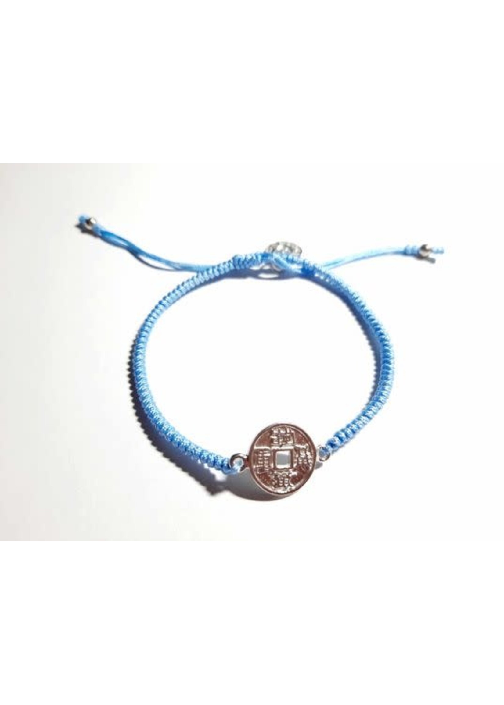 Barong Barong Barong Barong armband met schuifknoop, lucky coin en koord blauw