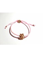 Barong Barong Barong Barong armband met schuifknoop, lucky cat en koord roze