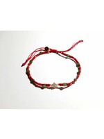 Barong Barong Barong Barong armband met schuifknoop, koord rood, agaat en zirkonia