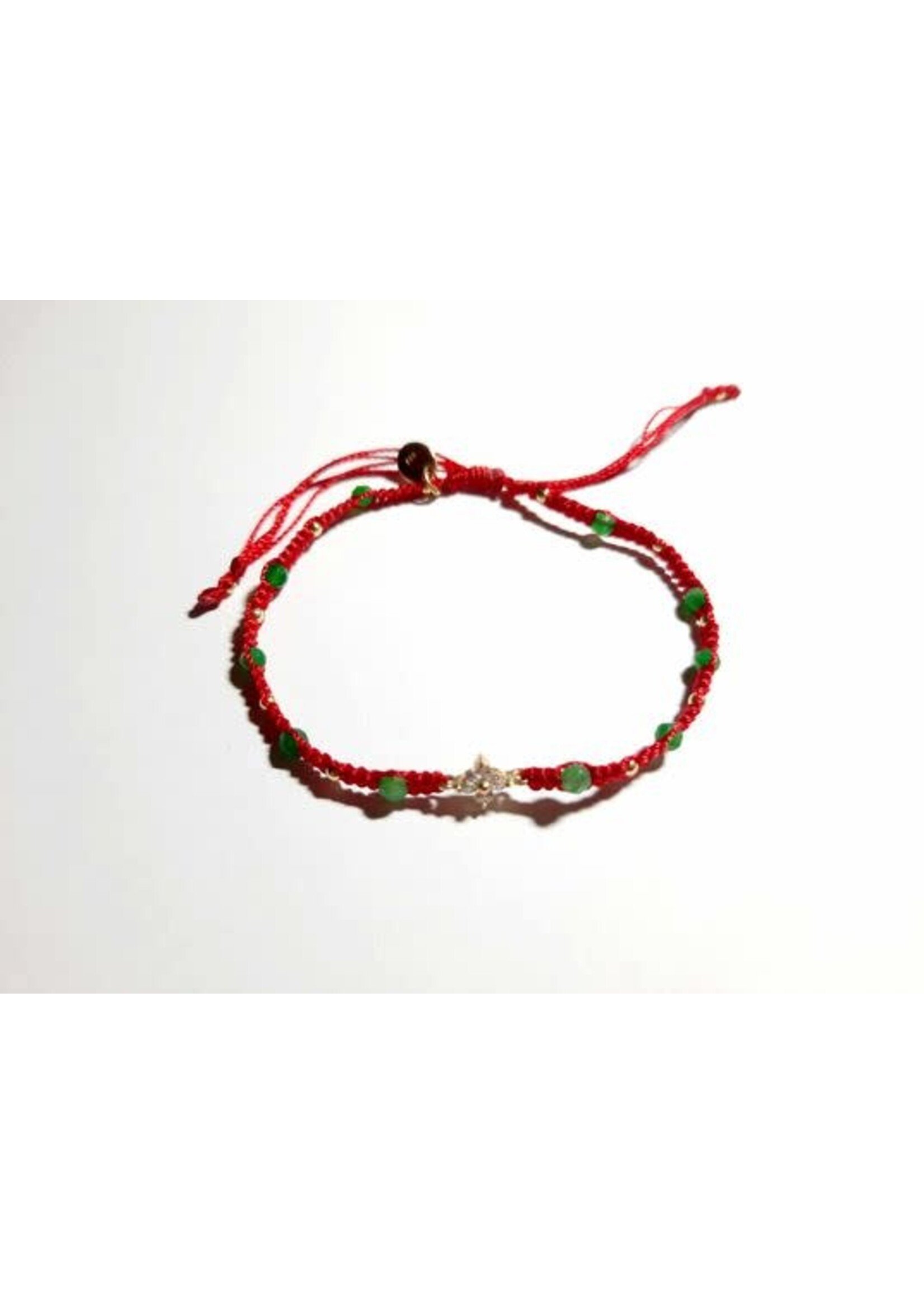 Barong Barong Barong Barong armband met schuifknoop, koord rood, agaat en zirkonia