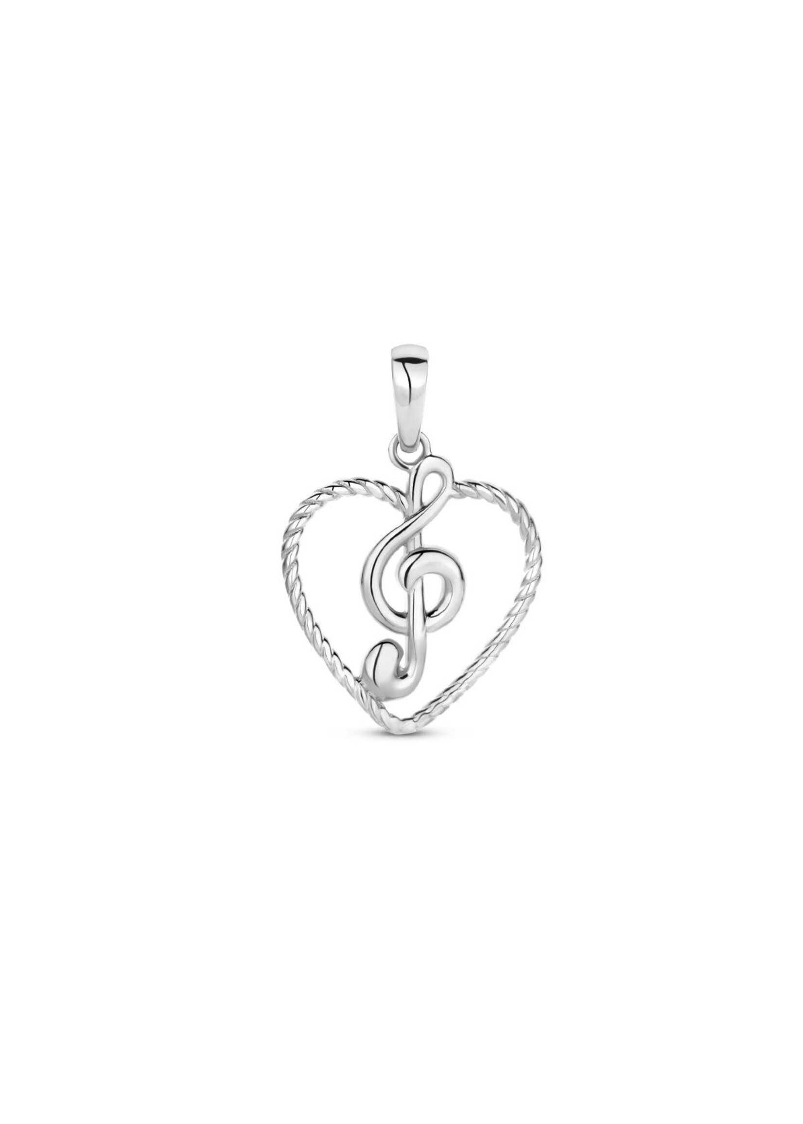 Cataleya jewels Zilveren hanger hart en muzieknoot