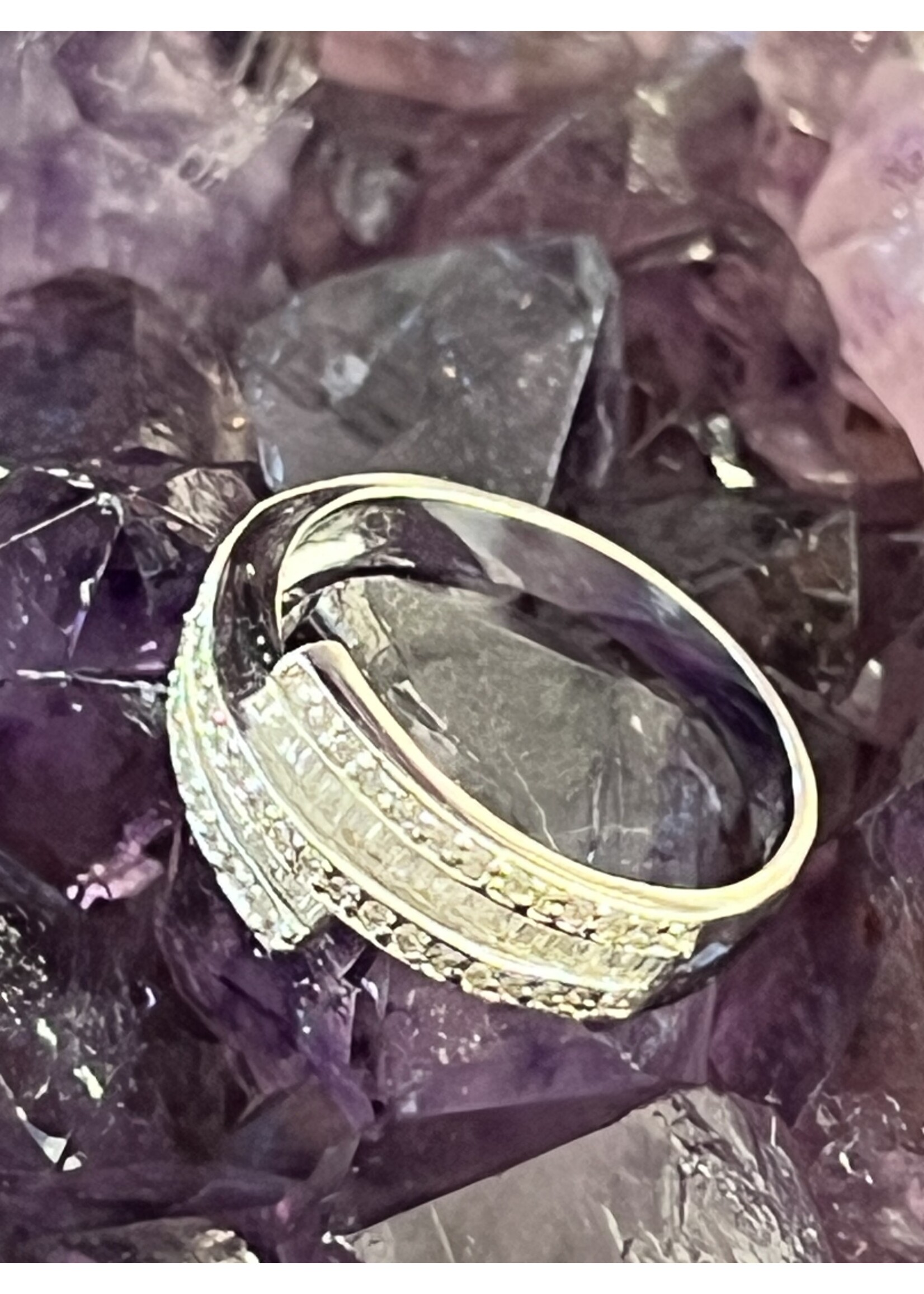 Vintage & Occasion Witgouden slagring  briljanten ring pave - maat 16,5