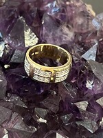 Vintage & Occasion Geelgouden ring met pave gezet briljant - maat 17.5