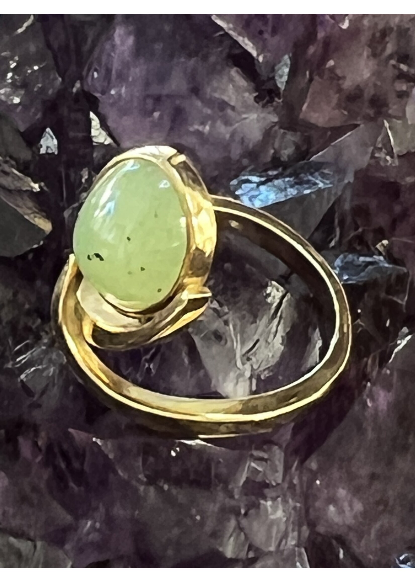 Vintage & Occasion Ring met groene prehniet steen - maat 18