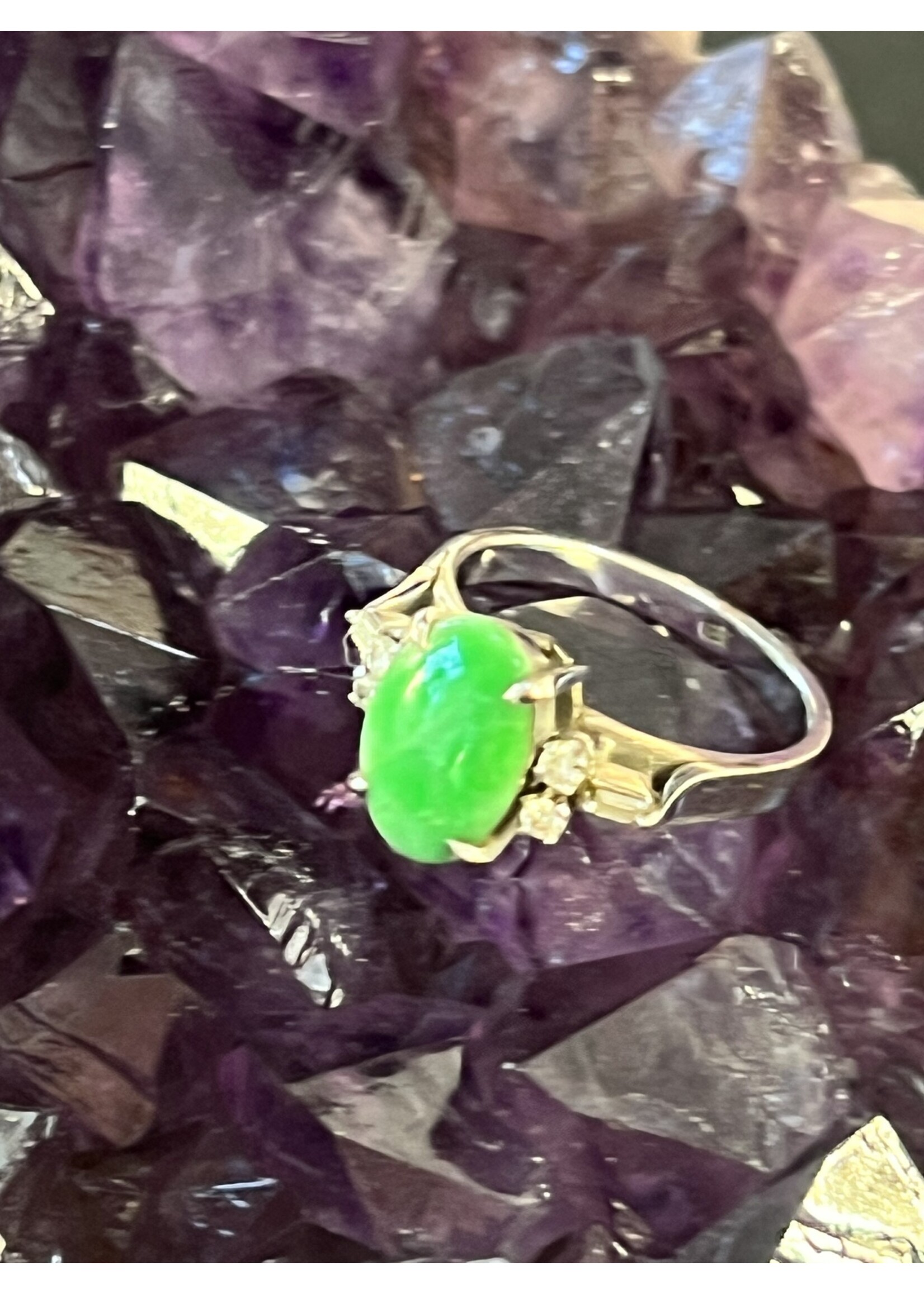 Vintage & Occasion Ring met groene steen en diamant