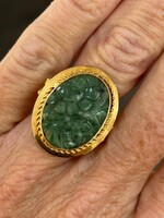 Vintage & Occasion Occasion geelgouden ring met jade