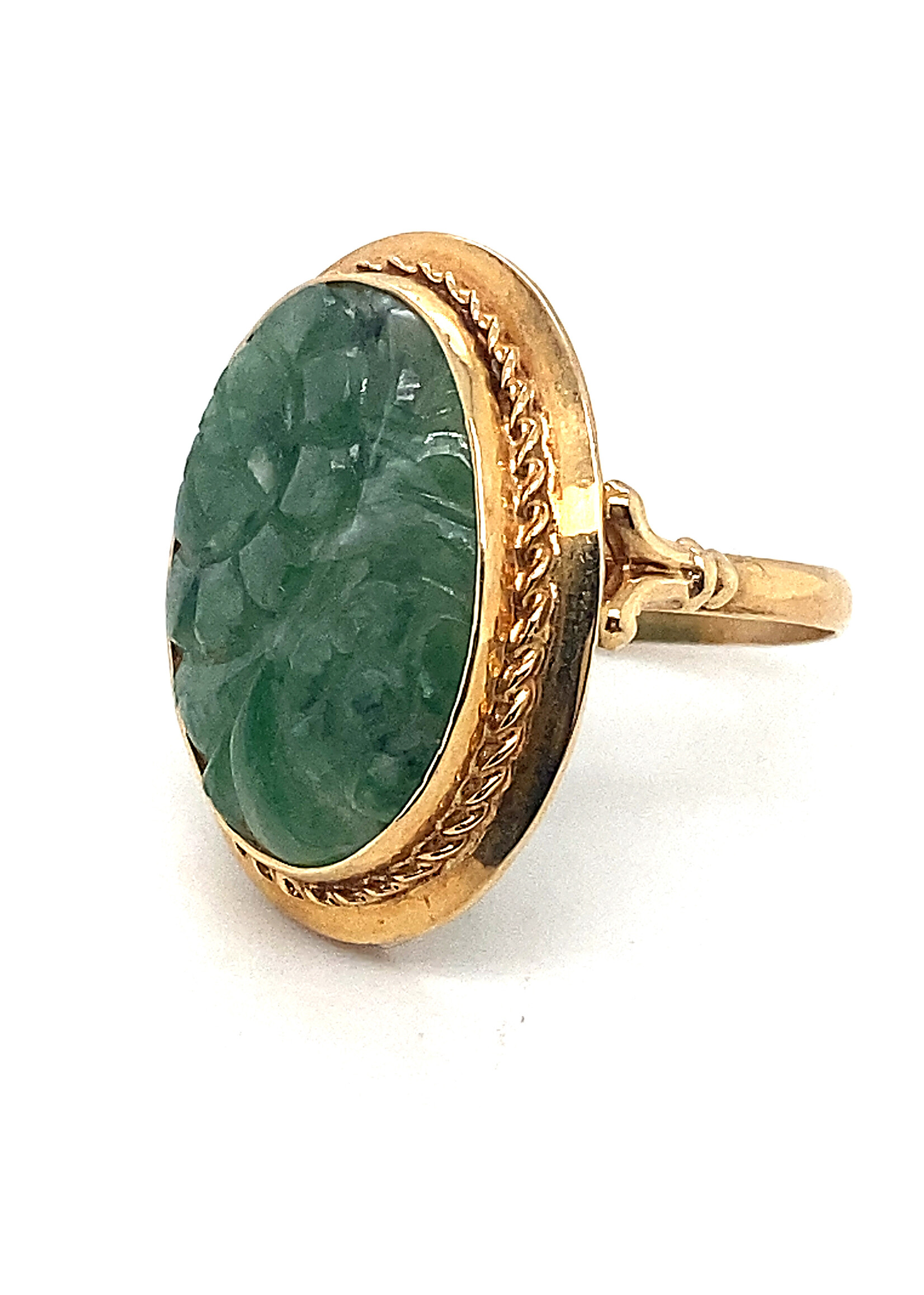 Vintage & Occasion Occasion geelgouden ring met jade