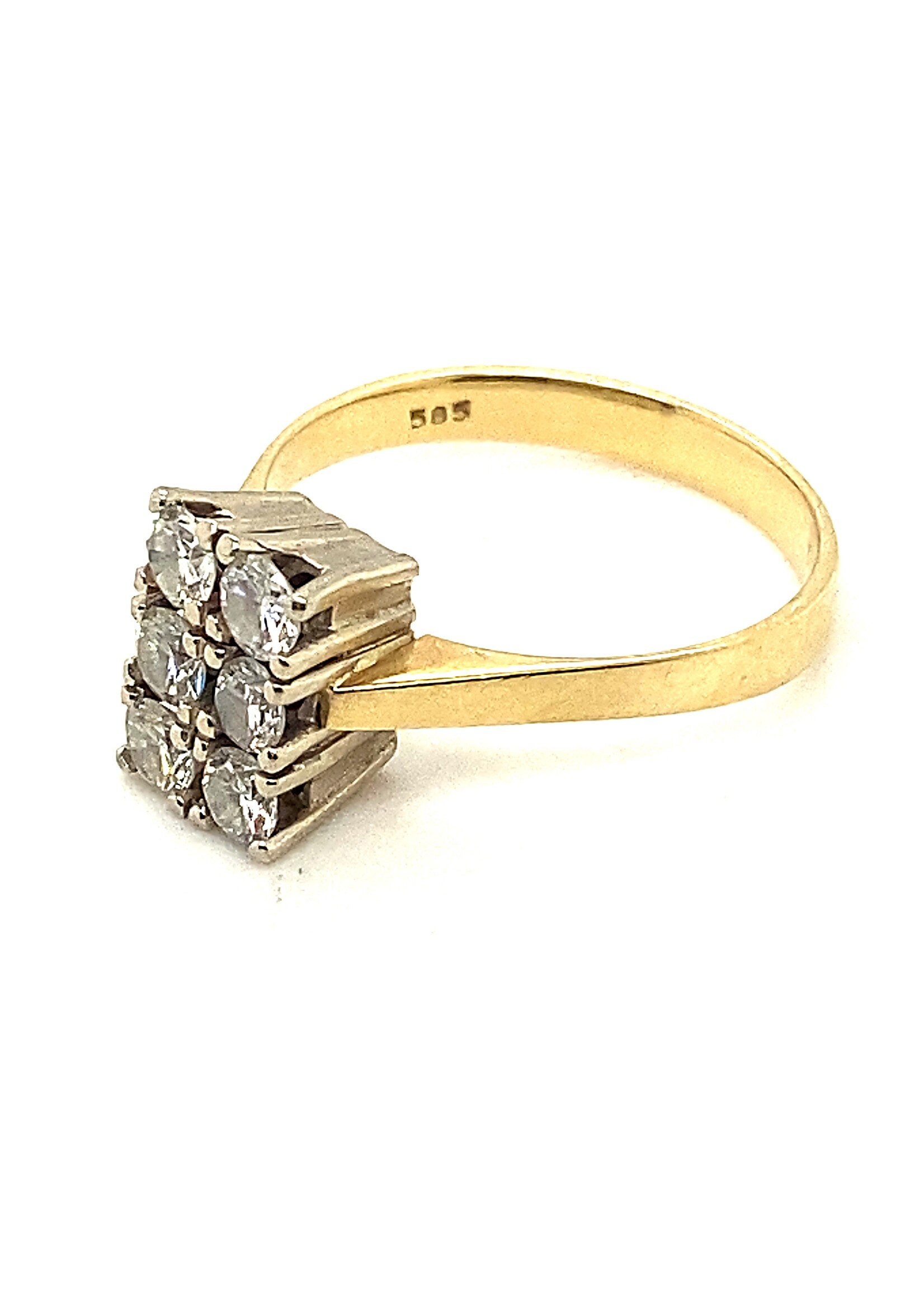 Vintage & Occasion Geelgouden ring met 6 briljanten 0.60 ct - maat 17.75