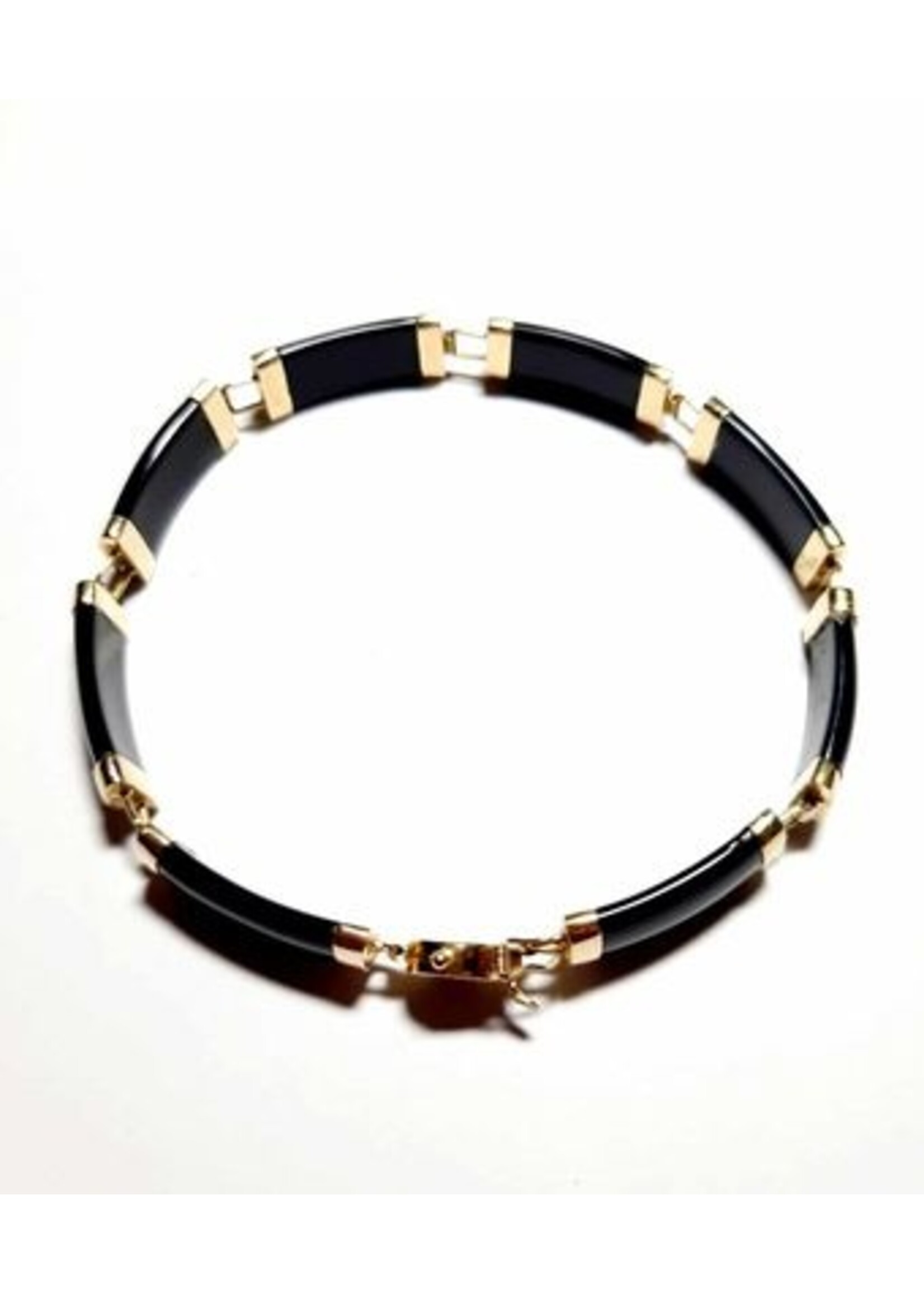 Vintage & Occasion Armband van geelgoud met onyx edelsteen schakels