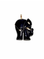 Vintage & Occasion Olifant hanger van onyx edelsteen met goud