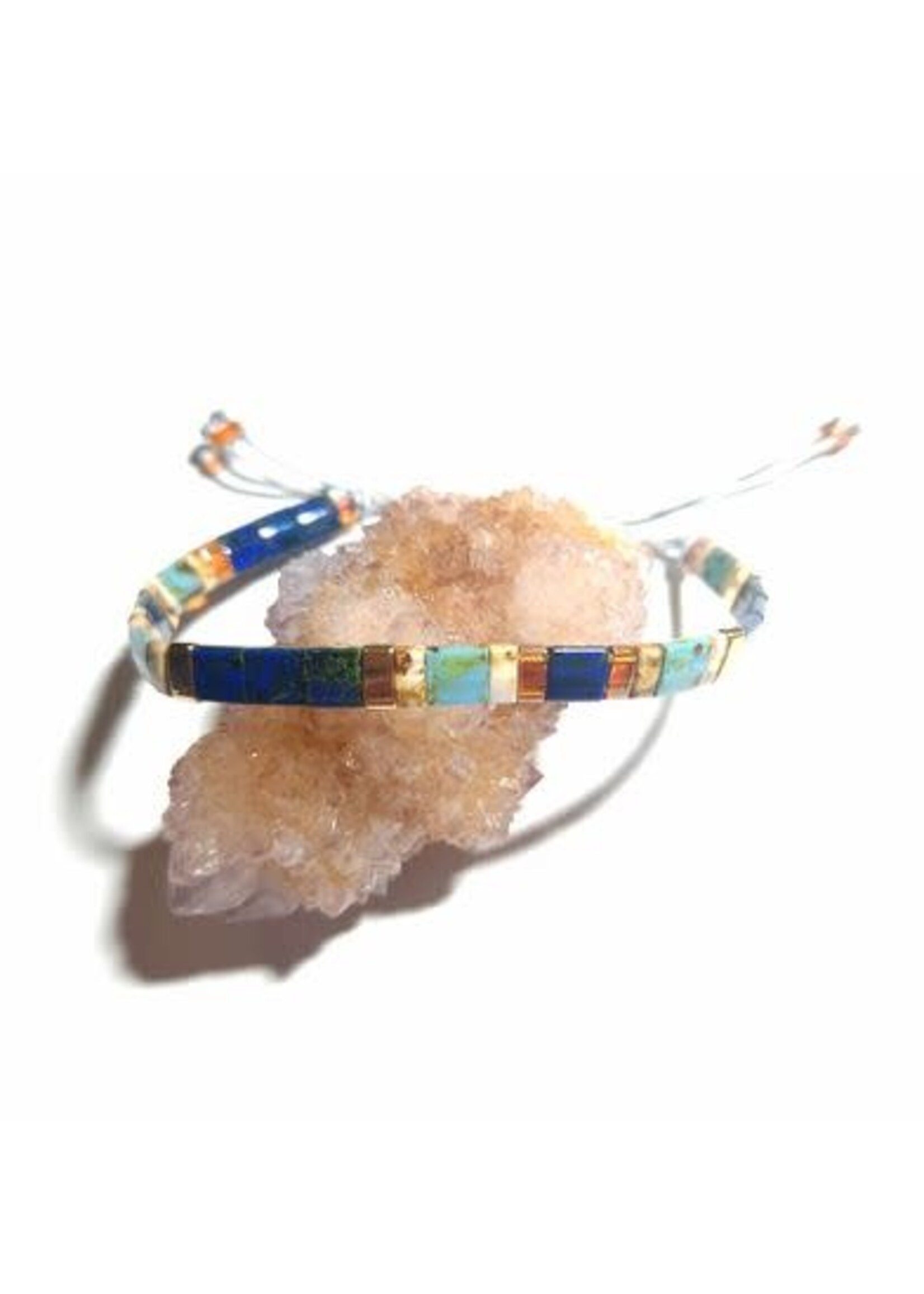 Cataleya jewels Handmade edelstenen armbandje met schuifknoop