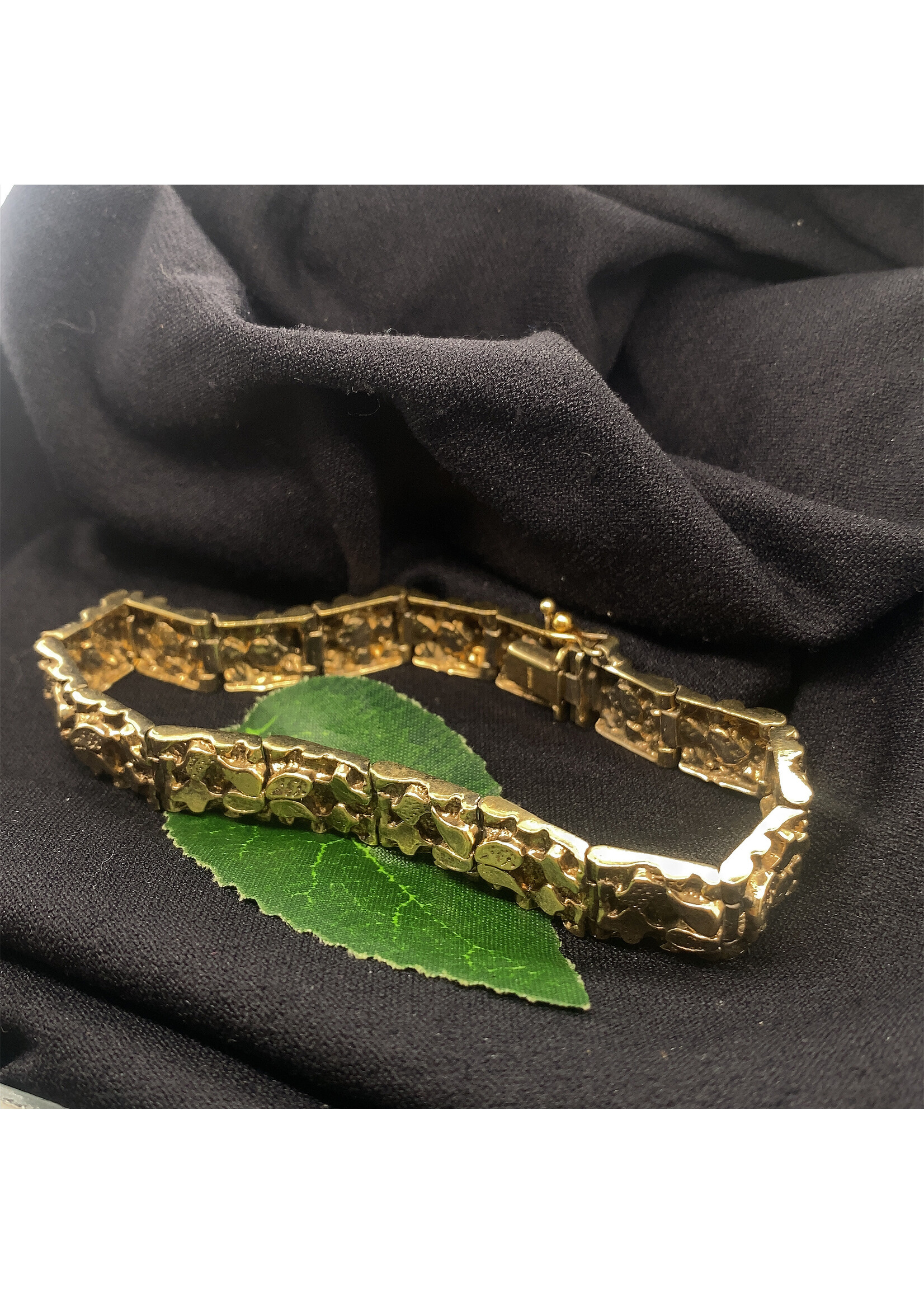 Vintage & Occasion Zilveren goldplated schakelarmband met ruw afgewerkte schakels